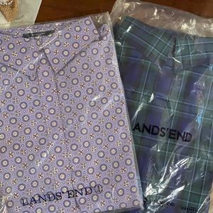 Lands end ladies sz. 4 LS  woven button down blouses no iron supination cotton